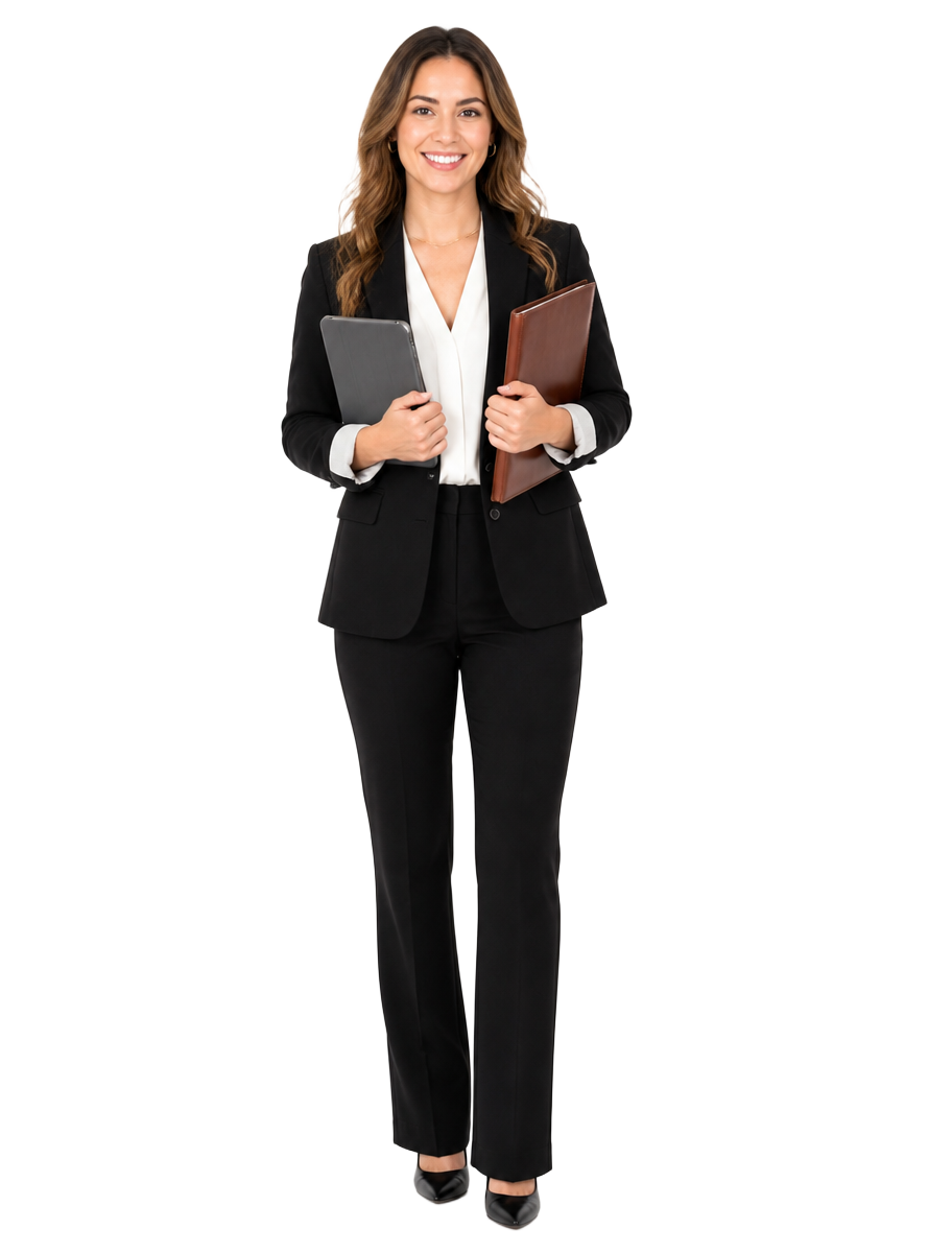 Admissions counselor with a tablet