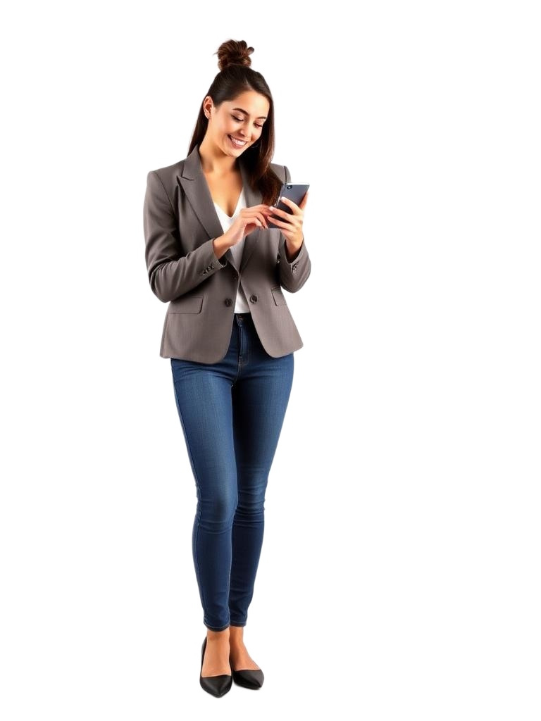 Customer verifying a business on her smartphone